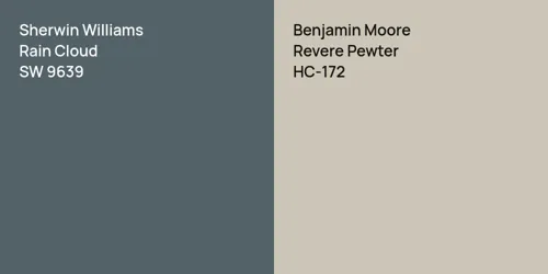 SW 9639 Rain Cloud vs HC-172 Revere Pewter