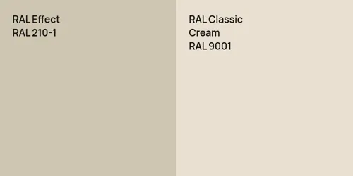 RAL 210-1  vs RAL 9001  Cream