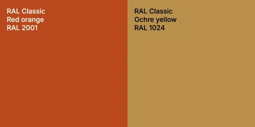 RAL 2001  Red orange vs RAL 1024  Ochre yellow