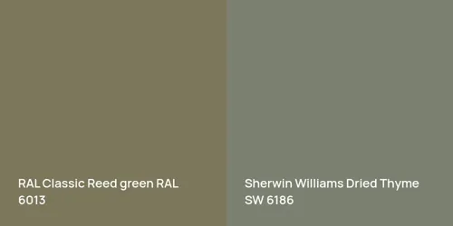 RAL 6013  Reed green vs SW 6186 Dried Thyme