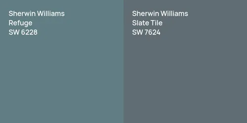 SW 6228 Refuge vs SW 7624 Slate Tile