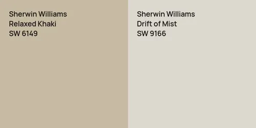 SW 6149 Relaxed Khaki vs SW 9166 Drift of Mist