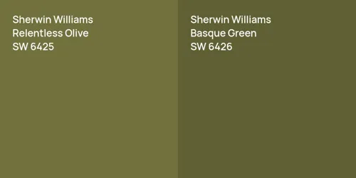 SW 6425 Relentless Olive vs SW 6426 Basque Green