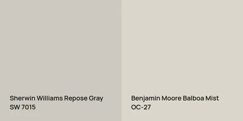 SW 7015 Repose Gray vs OC-27 Balboa Mist