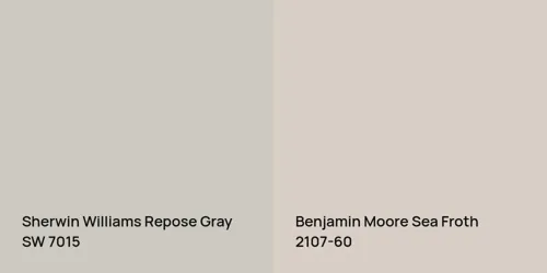 SW 7015 Repose Gray vs 2107-60 Sea Froth