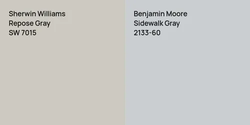 SW 7015 Repose Gray vs 2133-60 Sidewalk Gray