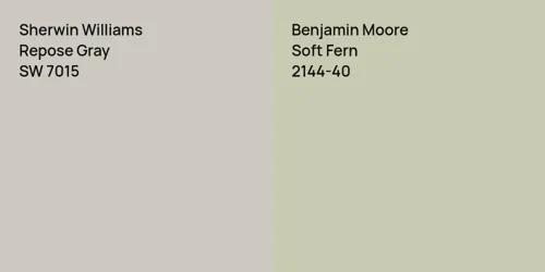 SW 7015 Repose Gray vs 2144-40 Soft Fern