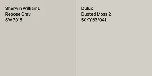 SW 7015 Repose Gray vs 50YY 63/041 Dusted Moss 2