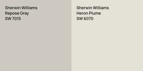 SW 7015 Repose Gray vs SW 6070 Heron Plume