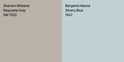 SW 7023 Requisite Gray vs 1647 Silvery Blue