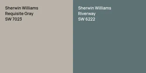 SW 7023 Requisite Gray vs SW 6222 Riverway