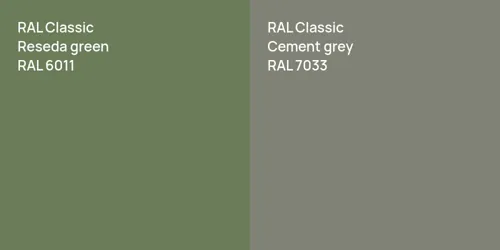 RAL 6011  Reseda green vs RAL 7033  Cement grey