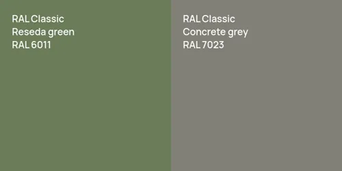 RAL 6011  Reseda green vs RAL 7023  Concrete grey