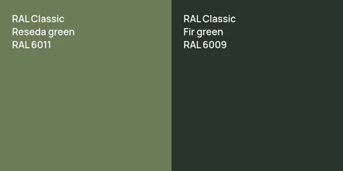 RAL 6011  Reseda green vs RAL 6009  Fir green