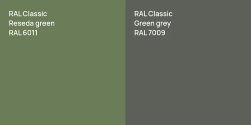 RAL 6011  Reseda green vs RAL 7009  Green grey