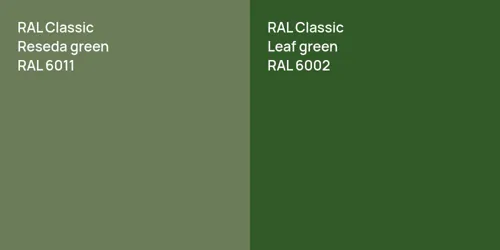 RAL 6011  Reseda green vs RAL 6002  Leaf green