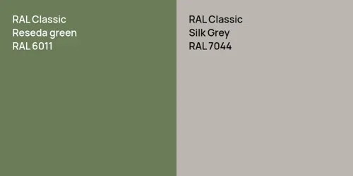 RAL 6011  Reseda green vs RAL 7044 Silk Grey