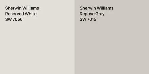 SW 7056 Reserved White vs SW 7015 Repose Gray