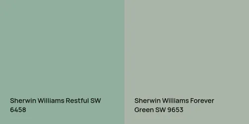 SW 6458 Restful vs SW 9653 Forever Green