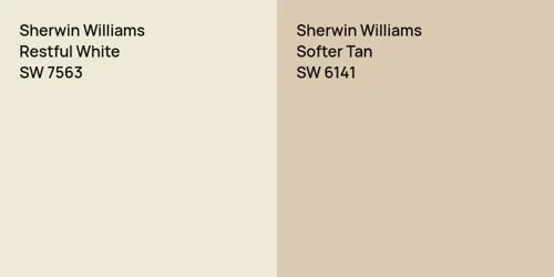 SW 7563 Restful White vs SW 6141 Softer Tan