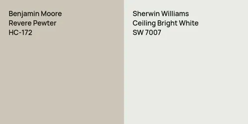 HC-172 Revere Pewter vs SW 7007 Ceiling Bright White