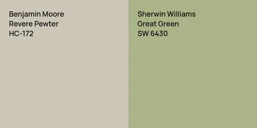 HC-172 Revere Pewter vs SW 6430 Great Green