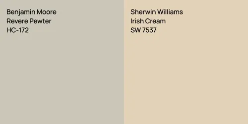 HC-172 Revere Pewter vs SW 7537 Irish Cream