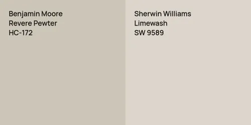 HC-172 Revere Pewter vs SW 9589 Limewash