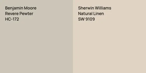 HC-172 Revere Pewter vs SW 9109 Natural Linen