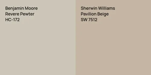 HC-172 Revere Pewter vs SW 7512 Pavilion Beige