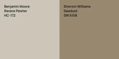 HC-172 Revere Pewter vs SW 6158 Sawdust