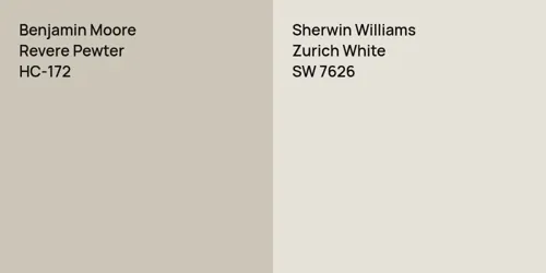 HC-172 Revere Pewter vs SW 7626 Zurich White