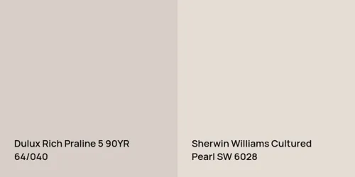 90YR 64/040 Rich Praline 5 vs SW 6028 Cultured Pearl