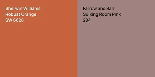 SW 6628 Robust Orange vs 294 Sulking Room Pink