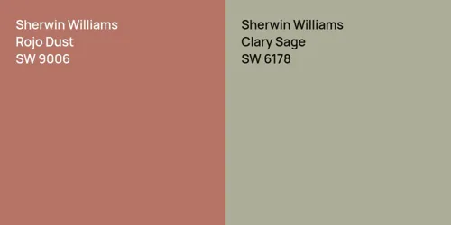 SW 9006 Rojo Dust vs SW 6178 Clary Sage