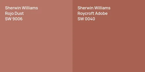 SW 9006 Rojo Dust vs SW 0040 Roycroft Adobe