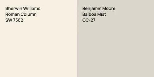 SW 7562 Roman Column vs OC-27 Balboa Mist