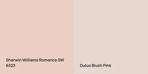 SW 6323 Romance vs 50YR 74/054 Blush Pink