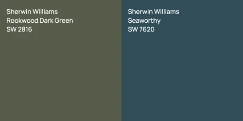 SW 2816 Rookwood Dark Green vs SW 7620 Seaworthy