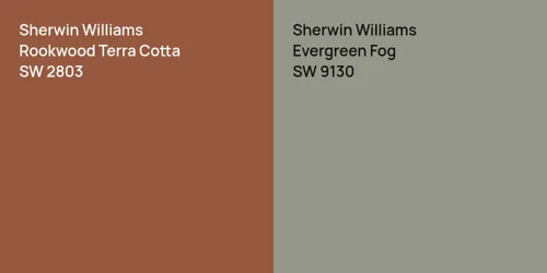 SW 2803 Rookwood Terra Cotta vs SW 9130 Evergreen Fog