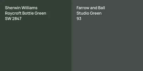 SW 2847 Roycroft Bottle Green vs 93 Studio Green