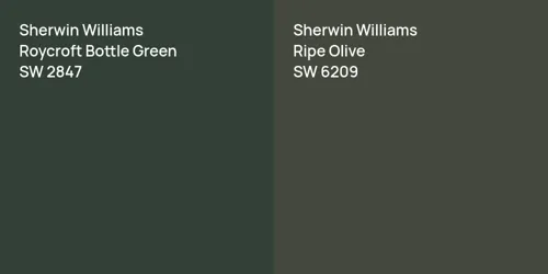 SW 2847 Roycroft Bottle Green vs SW 6209 Ripe Olive