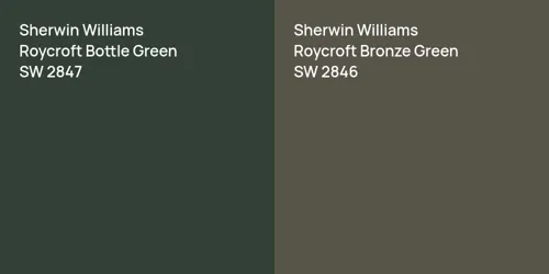 SW 2847 Roycroft Bottle Green vs SW 2846 Roycroft Bronze Green