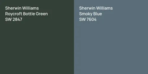 SW 2847 Roycroft Bottle Green vs SW 7604 Smoky Blue