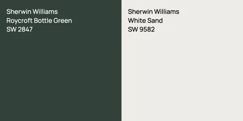 SW 2847 Roycroft Bottle Green vs SW 9582 White Sand