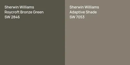 SW 2846 Roycroft Bronze Green vs SW 7053 Adaptive Shade