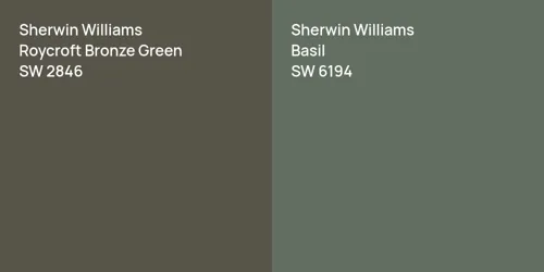 SW 2846 Roycroft Bronze Green vs SW 6194 Basil