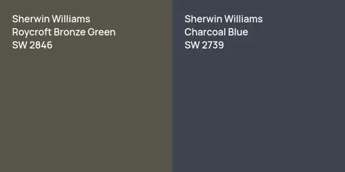 SW 2846 Roycroft Bronze Green vs SW 2739 Charcoal Blue