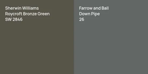 SW 2846 Roycroft Bronze Green vs 26 Down Pipe