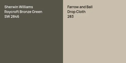 SW 2846 Roycroft Bronze Green vs 283 Drop Cloth